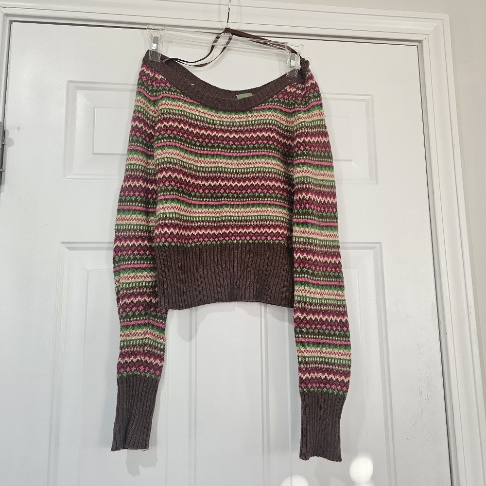 Aeropostale Scoop Neck Angora Fair Isle Sweater Size Medium